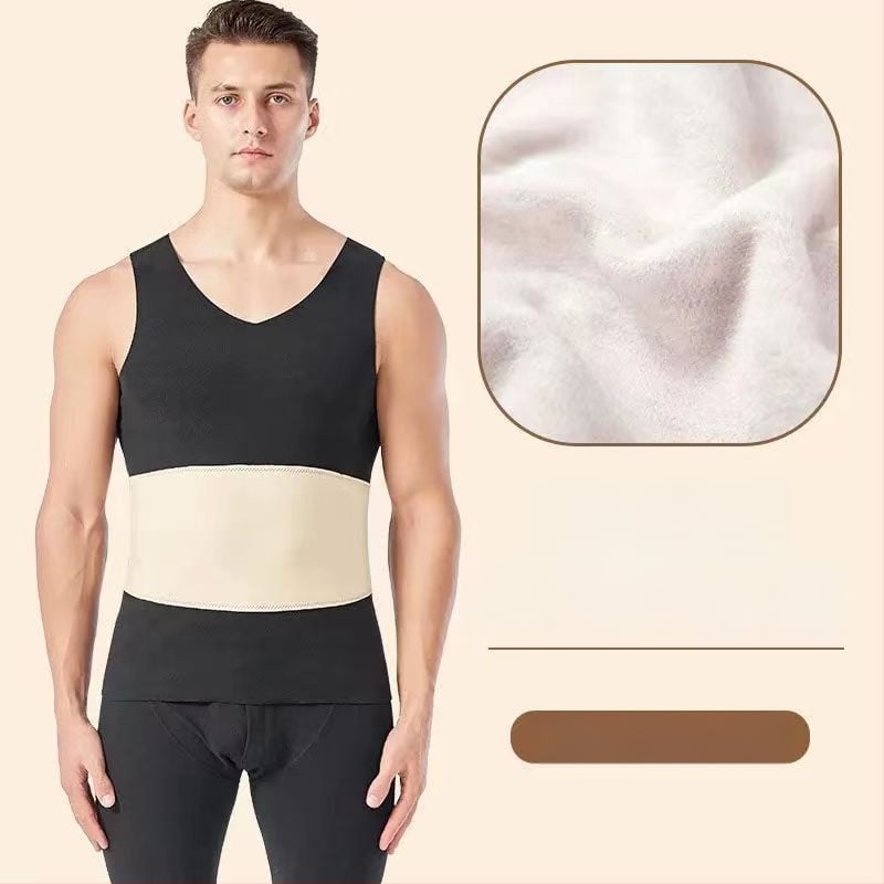 Muška termalna vest s dvostrukim slojem, fleece podstava, poliester, unutrašnji velur, V-izrez, pulover, bez šavova, zaštita struka i leđa