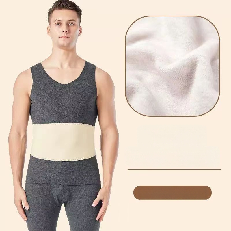 Muška termalna vest s dvostrukim slojem, fleece podstava, poliester, unutrašnji velur, V-izrez, pulover, bez šavova, zaštita struka i leđa