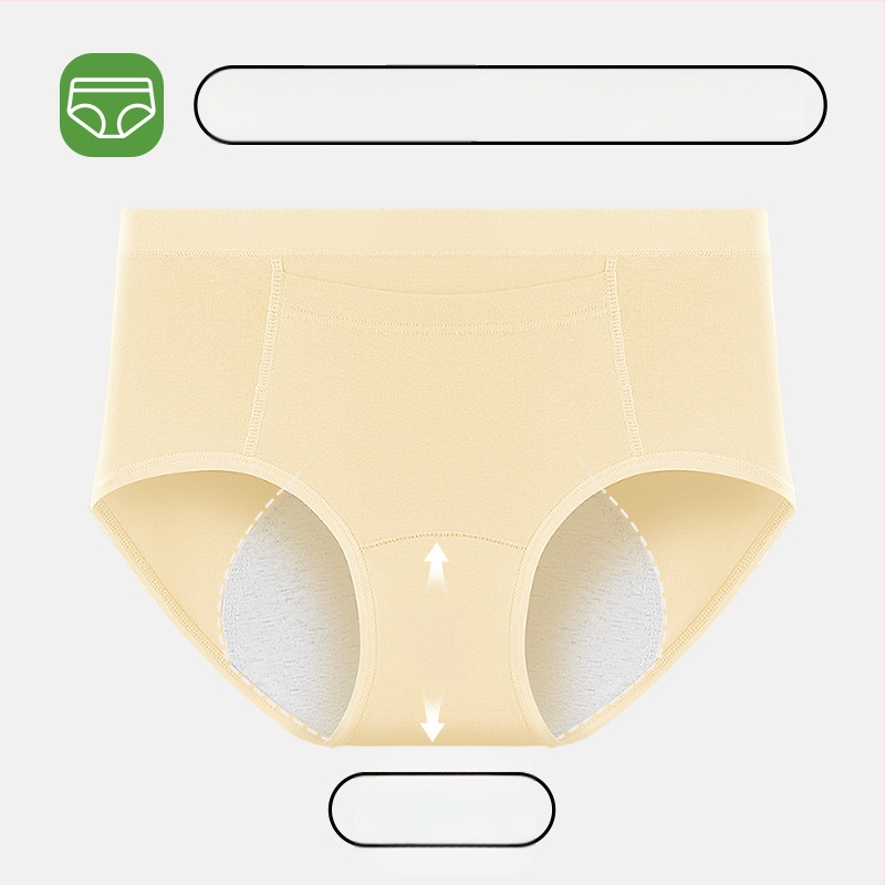 Ženske menstrualne gaće, otporne na curenje, s produženim preponama, visokim strukom, glavni materijal 95% pamuk, podstava 100% pamuk