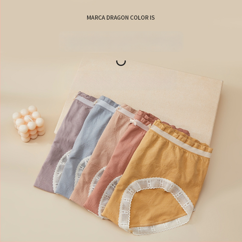 Damske gaćice srednje visoke talije – pamuk, podizanje bokova, prozračne, čipka i mašna