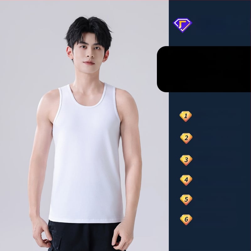 Muška bez rukava vest s širokim ramenima; Pamuk tretiran tekućim amonijakom; 95% pamuk; V-oblik izreza; Duljina do struka