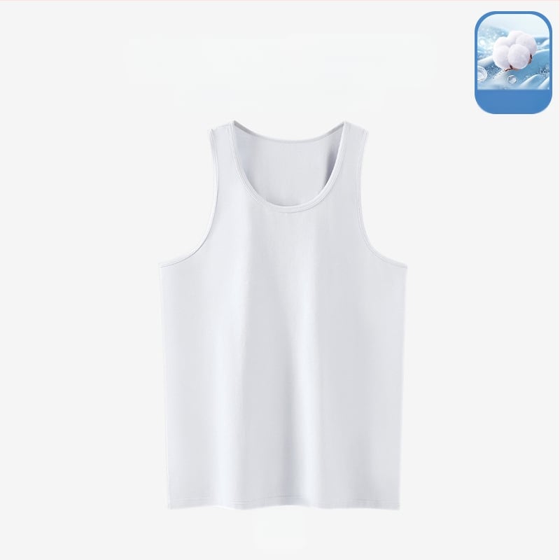 Muška bez rukava vest s širokim ramenima; Pamuk tretiran tekućim amonijakom; 95% pamuk; V-oblik izreza; Duljina do struka