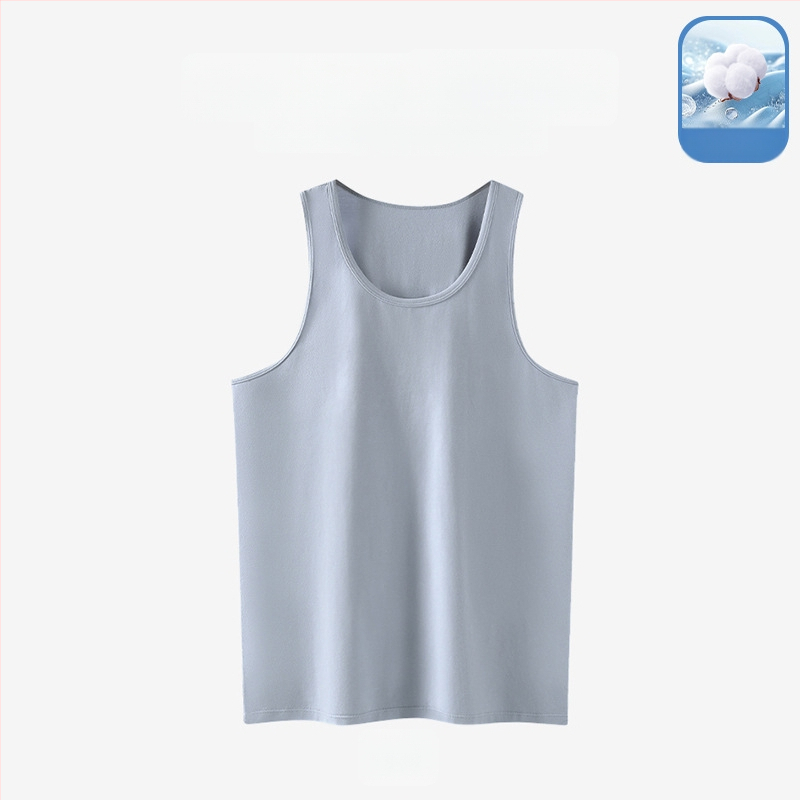 Muška bez rukava vest s širokim ramenima; Pamuk tretiran tekućim amonijakom; 95% pamuk; V-oblik izreza; Duljina do struka