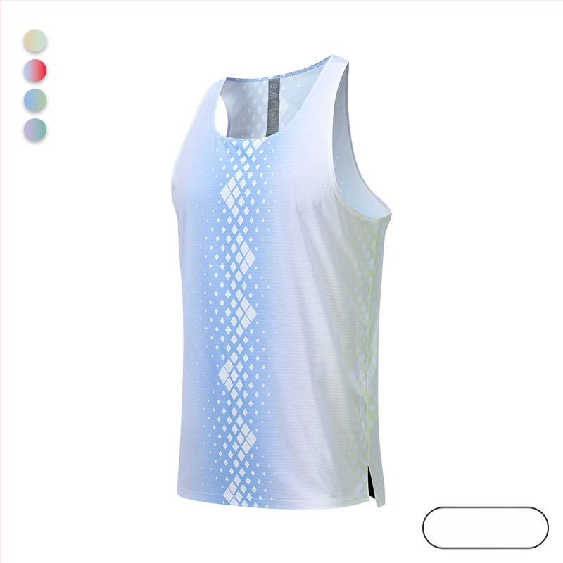 Vyrų be rankovių treniruočių liemenė su spauda — lengva, kvėpuojanti, greitai džiūstanti poliesteris 100%