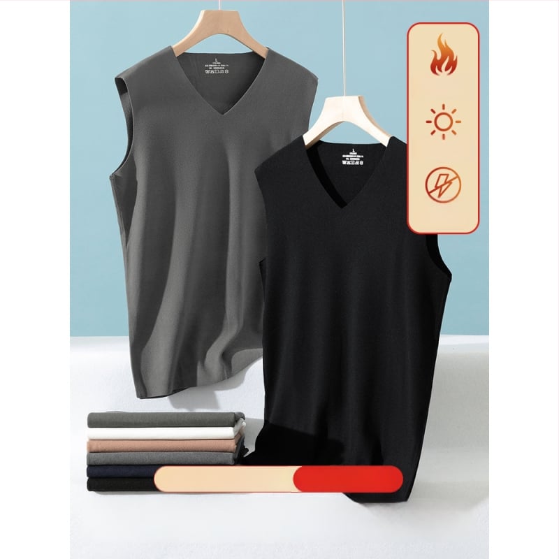 Termalna vesta s V-izrezom, uski kroj, bez rukava, poliesterska tkanina, održava toplinu