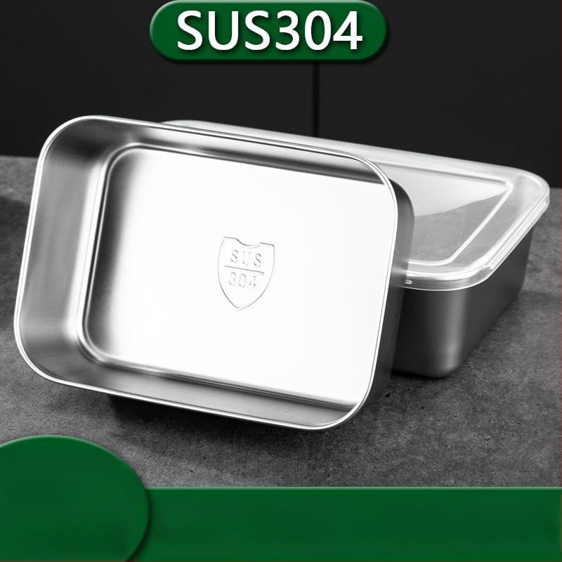 Nerūdijančio plieno maisto mėginių dėžutė su dangčiu – stačiakampė, sandari, tinkama mikrobangų krosnelėje, vienos sluoksnio