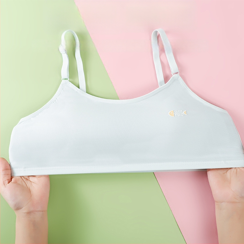 Mergaitėms paauglystės laikotarpiu apatinių drabužių komplektas, su pilna puodelio, plonas formuojantis puodelis, nailonas kvėpuojantis, viršutinis tubinis topas su fiksuotomis dvigubomis petnešėlėmis