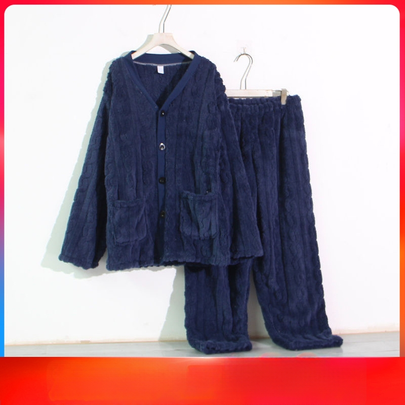 Muški set pidžama od flanelne tkanine, plus veličina, debeli koralni fleece, zimska kućna odjeća