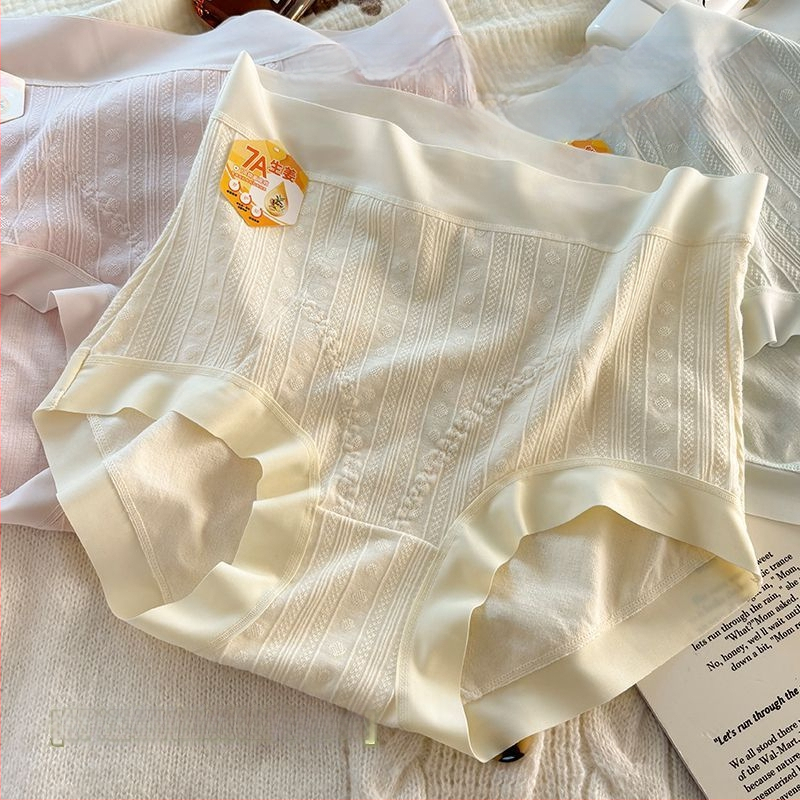 [7A Antibacterial] Gaćice visokog struka od pamuka, podstava od Mulberry Silk, prozračan, cvjetni uzorak, plus veličina
