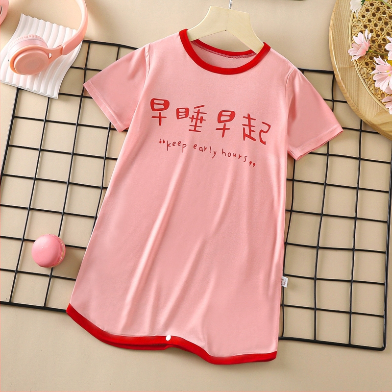 Vaikiška modalinė vasaros naktinė suknelė, plonas audinys, drėgmės išgarinimas, 94% modalas (viskozė), asmeninis stilius