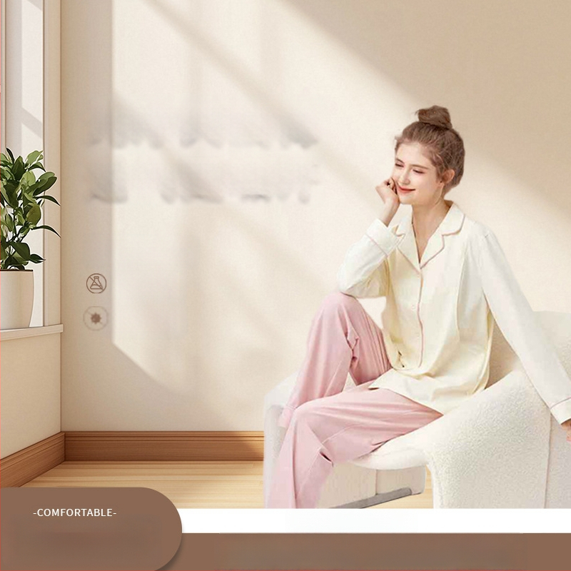 Σετ πιτζάμες εγκύου με θηλασμό – μακριά μανίκια, μακριά παντελόνια, 95–100% βαμβάκι, για άνοιξη και καλοκαίρι