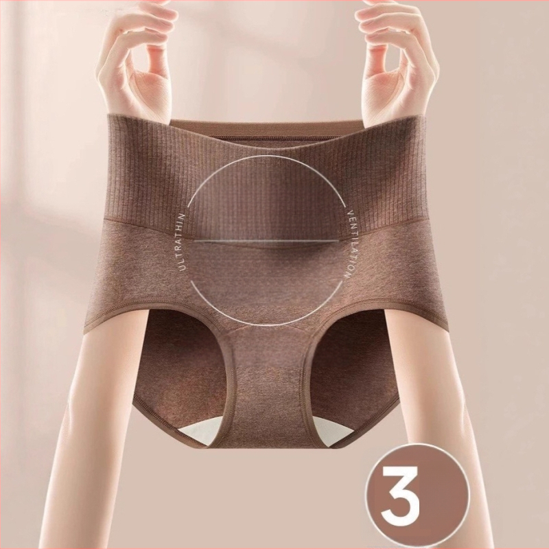 Női magas derekú pamut alsónemű hasi kontrollhoz, légáteresztő, antibakteriális, kötött, 95–100% pamut