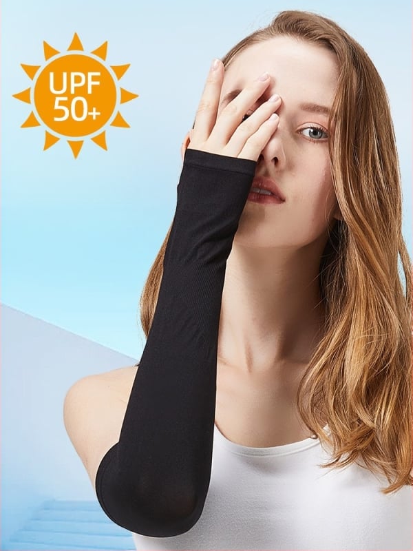 Unisex UV apsauginė rankos apyrankė lauko veikloms, nailono audinys, vienos spalvos, saulės apsauga dviratininkams ir laisvalaikio užsiėmimams