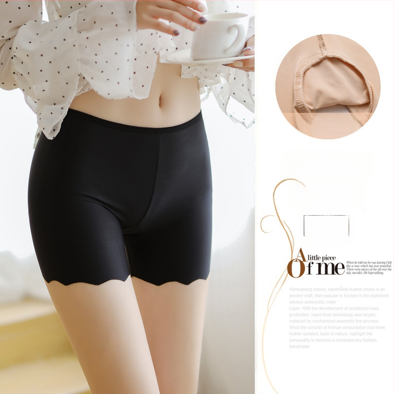 Moterų saugūs šortai iš 95% poliesterio, vidutinės juosmens, vieno spalvos raštas, kirkšnies padas Ice Silk