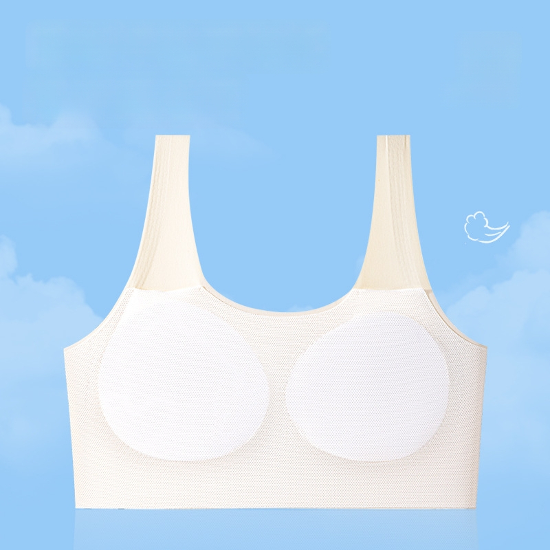 Mergaitėms augimo etapo sportinis liemenėlė be vielos, pilno puodelio, plonas formuojantis putų puodelis, nailono audinys su spandekso pamušalu, fiksuoti dvigubi petukai, kvėpuojantis ir drėgmę sugeriantis