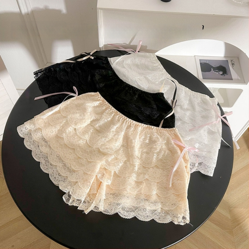 Moteriški nėrinių šortai su vidurio juosmeniu, lengvas nailonas audinys, 84% nailonas, vasaros stilius