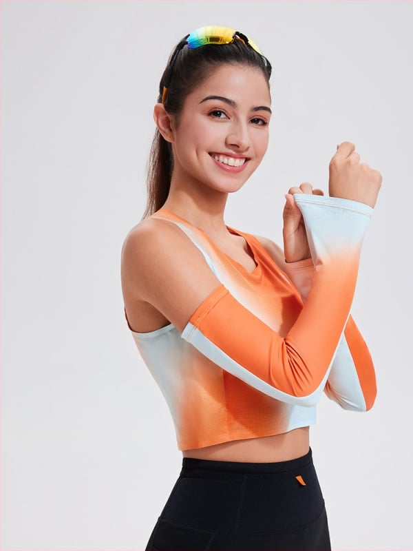 Išorės saulės apsaugos rankovės, universalios, poliesteris, gradientinis raštas, tinkamos dviračiams ir lauko veikloms