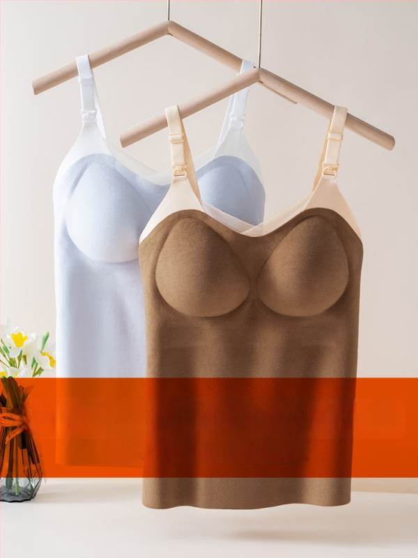 Žindymo camisole su pečių dirželiais, apvalus iškirpimas, be rankovių, vidutinio ilgio