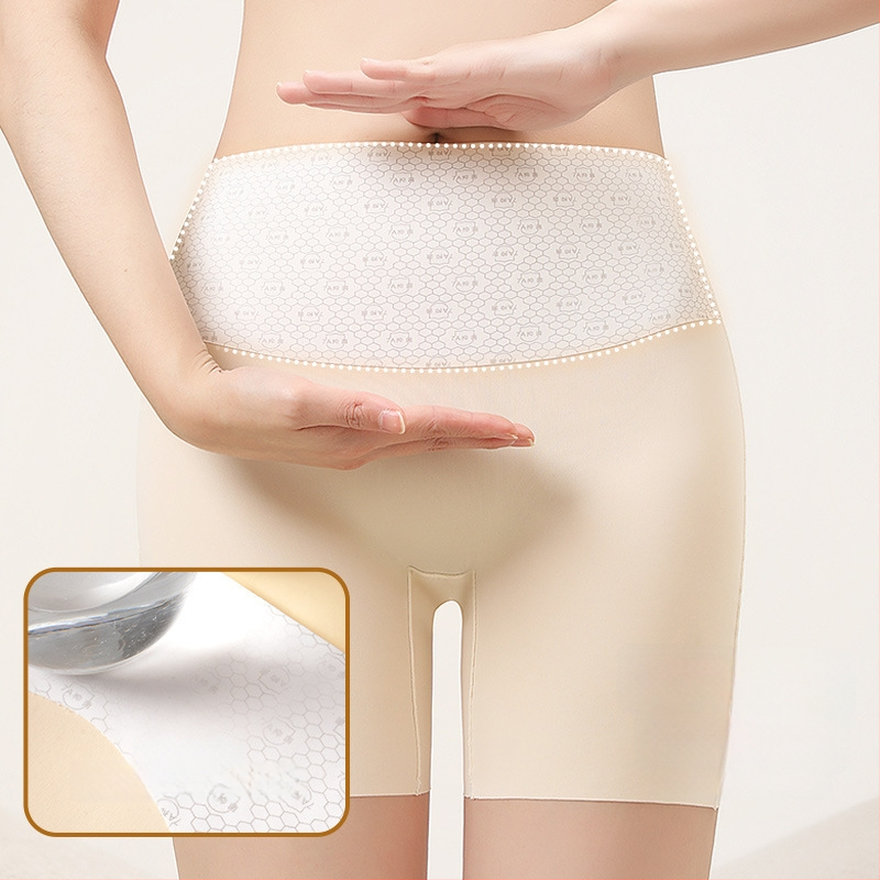 Saugūs šortai su aukštu juosmeniu, antibakterinė įdėklas kirkšnies srityje, kvėpuojantis Jacquard ice silk audinys, 80% nailonas, kirkšnies pamušalas 96% viskozė 4% elastanas