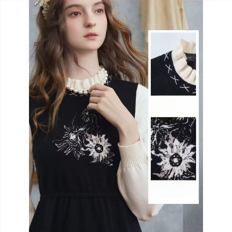 Πλεκτό φόρεμα θηλασμού με στρογγυλό λαιμό, μακριά μανίκια και μεσαίο μήκος (Άνοιγμα θηλασμού; Στρογγυλός λαιμός; Μακριά μανίκια; Μεσαίο μήκος; Μόδα δρόμου)