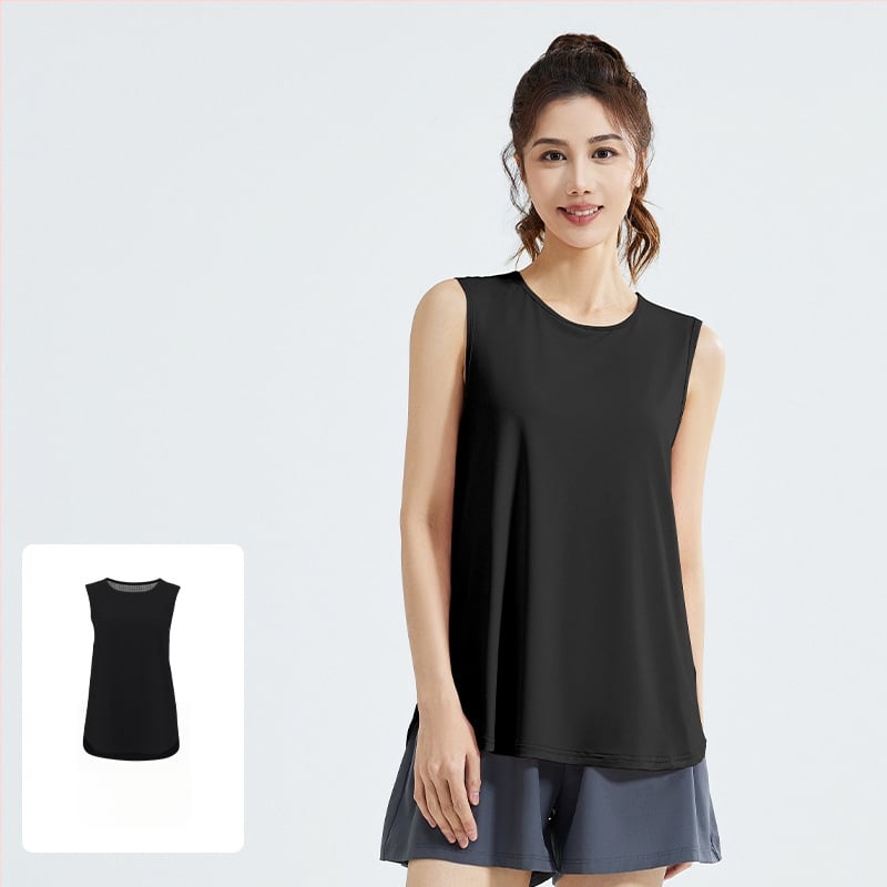 Női lélegző, ujjatlan mellény hálós hátsó résszel, laza szabású; poliészter szálas anyag; 88% poliészter