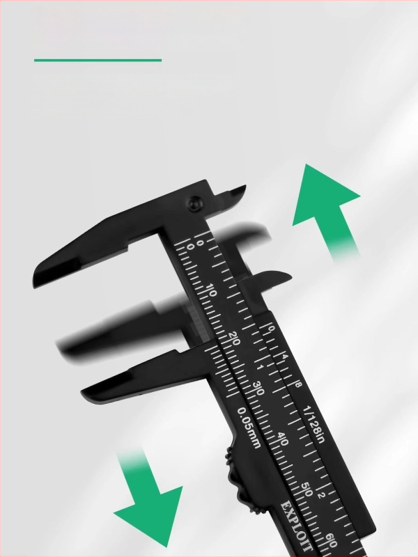 Пластмасов верниер калипер за домашно използване, миниатюрен измервателен инструмент за бижута и гривни, високопрецизен, със часовник