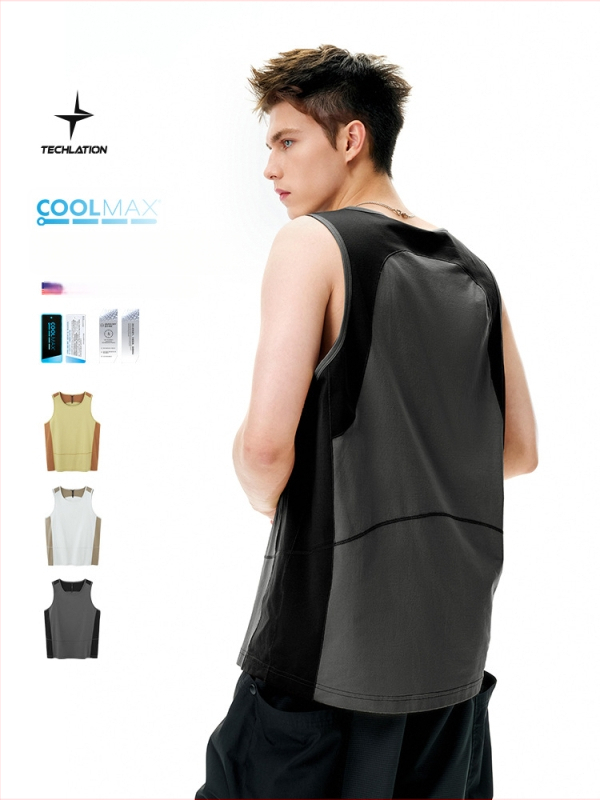 Мъжки спортен потник, полиестерна тъкан, 150–160 g, лято 2025, за спорт на открито