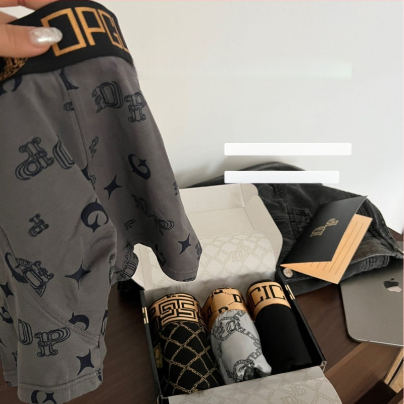 Poklon set muške donje rublje velike marke u kutiji, 100% pamuk, 3D konturirana džep, Mulberry silk podstava, antibakterijski, prozračni, sportske bokserice