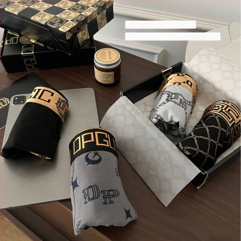 Poklon set muške donje rublje velike marke u kutiji, 100% pamuk, 3D konturirana džep, Mulberry silk podstava, antibakterijski, prozračni, sportske bokserice