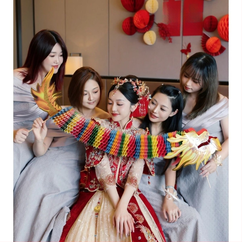 Сватбен фотопроп: хартиен дракон за танц на дракон, марка Yisheng; опаковка: OPP пакет; материал: хартия; предназначение: сватба