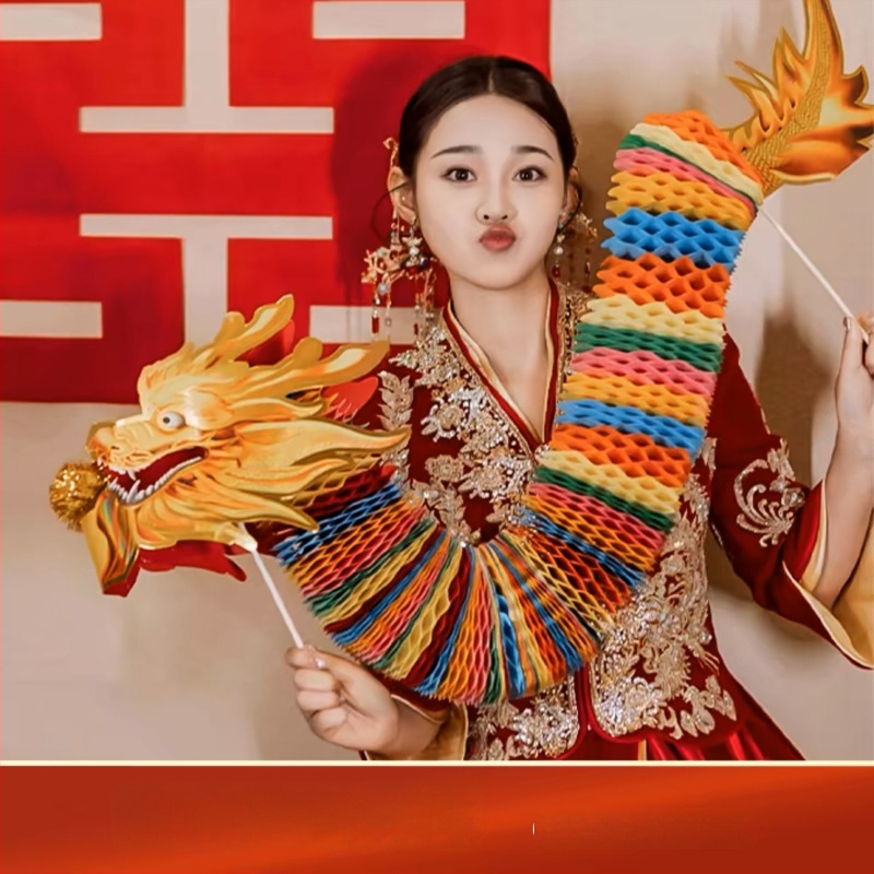 Сватбен фотопроп: хартиен дракон за танц на дракон, марка Yisheng; опаковка: OPP пакет; материал: хартия; предназначение: сватба