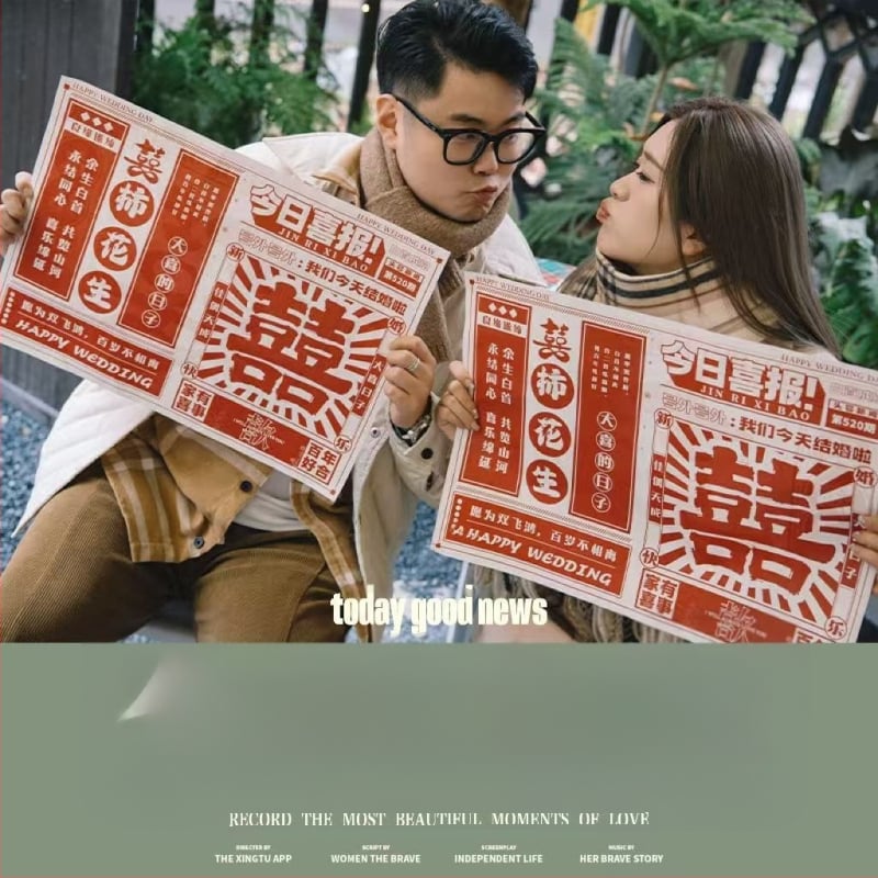 Сватбени фото реквизити: халат с вестник за младоженка и шаферки — Марка: The rest of my life can be expected; Категория: Подаръчна кутия; За сватба