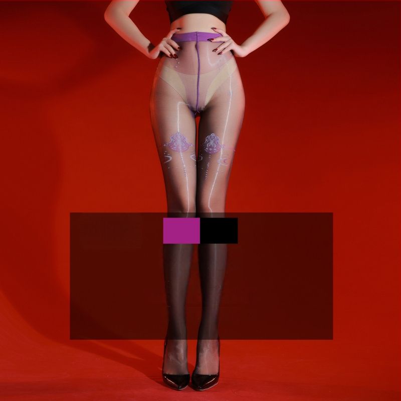Kiss Lunar Eclipse Jacquard sjajne ultra-tanke najlonke za žene 5D crne seksi