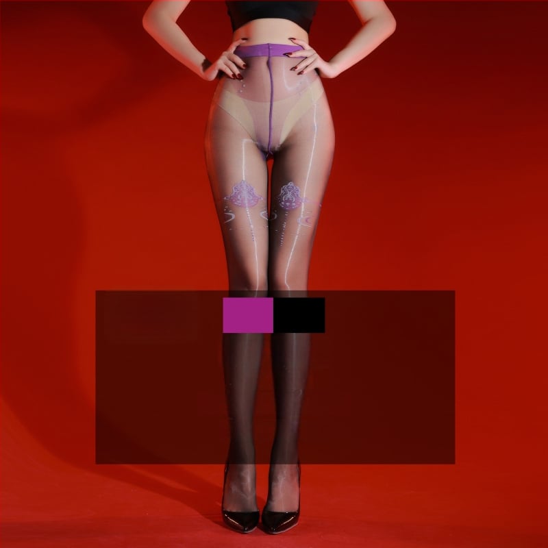 Kiss Lunar Eclipse Jacquard sjajne ultra-tanke najlonke za žene 5D crne seksi