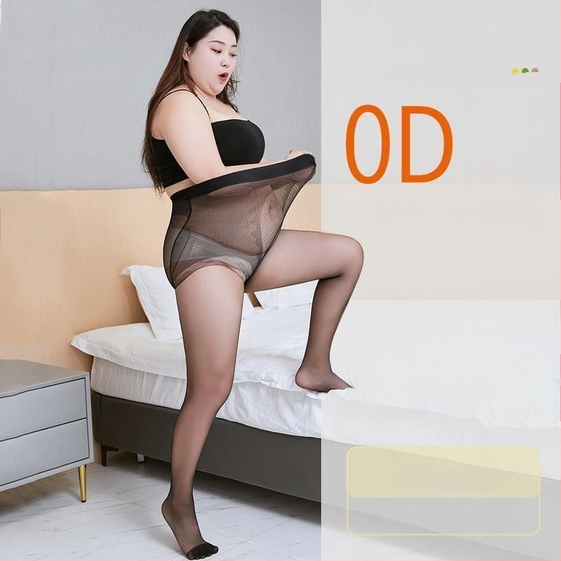 Ženske crne pantyhose plus veličine, 0D, ultra-tanke