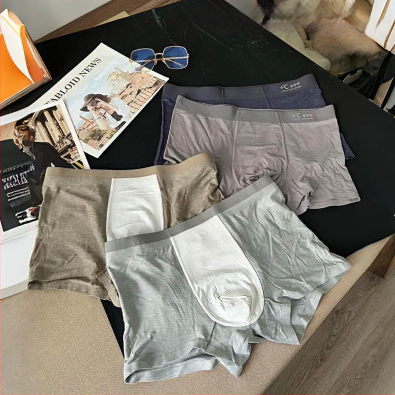 Vyriski bokseriai, nylonas, be siūlių, medvilnės pamušalas kirkšnyje, vidurio juosmens, megzti