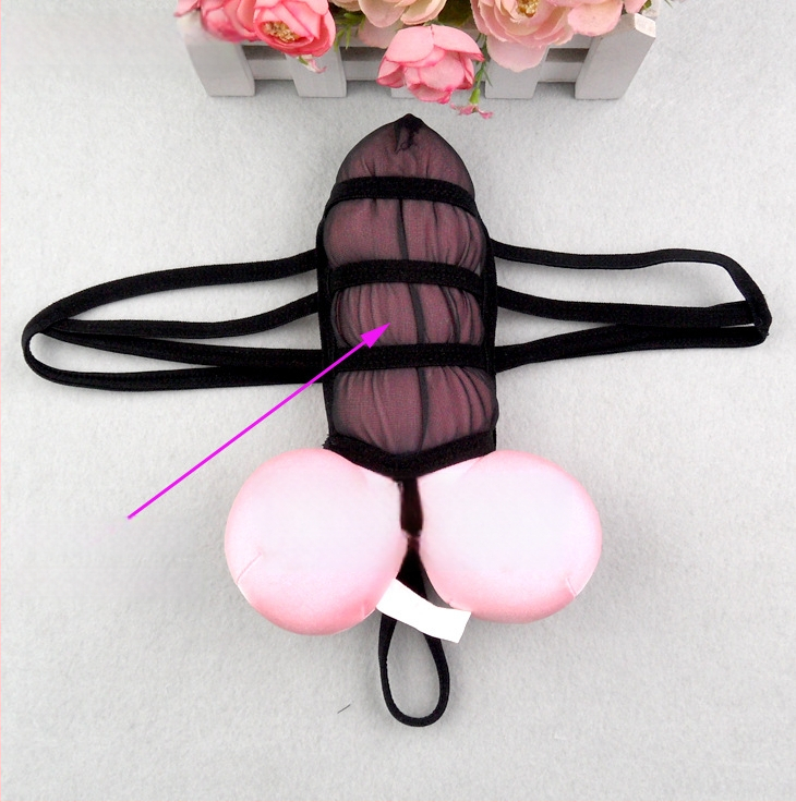 Vyriski tinkliniai tangai su permatiniu dizainu ir U formos kišene, poliesterio turinys 30–50%, įpakuota į maišelį, 2024 m. pavasaris