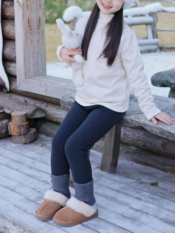 Mergaitei žieminiai medvilnės mišinio veliūro pūkuotų leginsų, 93% medvilnė, vidurinės juosmens, pilnas ilgis, elastinė juosta, anti‑statiniai, 3–8 metų