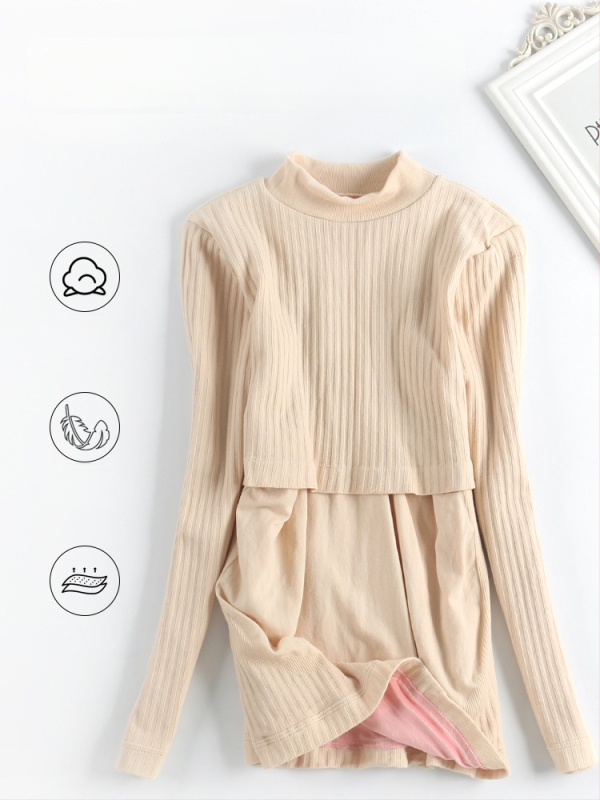 Nėščiųjų slaugos palaidinė su gobtuvu – nailono-kokvilės mišinys, ilgomis rankovėmis, siauras kirpimas, rudens–žiemos sezonas