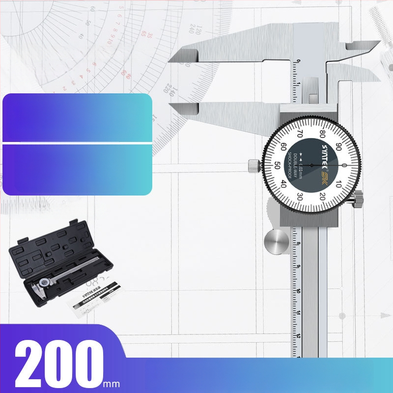 Dial tolómérő, ipari minőségű rozsdamentes acél, nagy pontosság, tartomány 0-150-200-300 mm