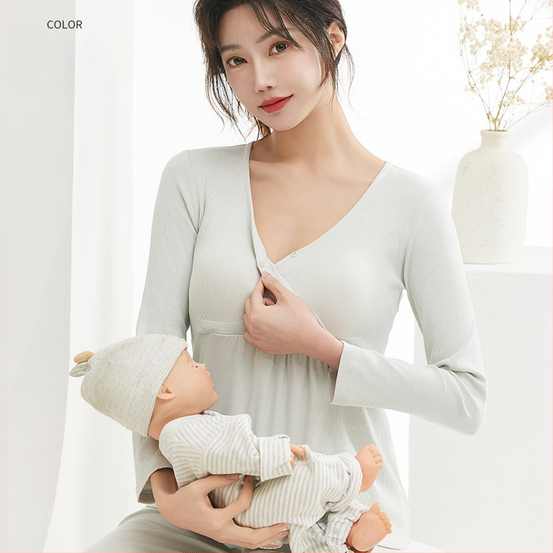 Βαμβαρινό τοπ θηλάσμου με κουκούλα για μητρότητα και λοχεία, απλό καθημερινό στυλ, μακριά μανίκια, μεσαίο βάρος υφάσματος