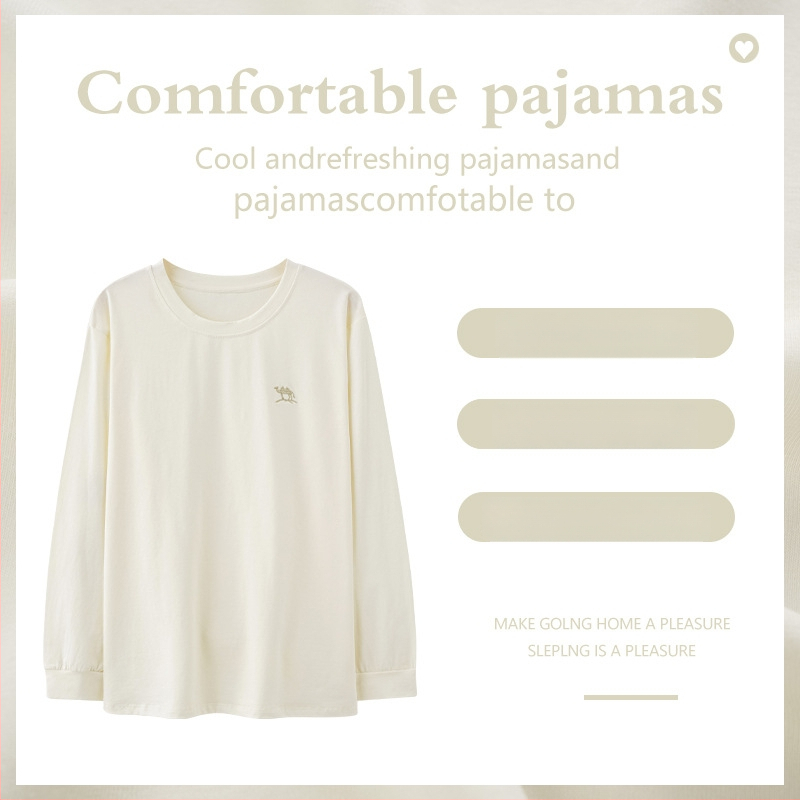 Pižāmas tops, kokvilna, minimalistisks pulover stils, apaļa kakla izgriezums, garas piedurknes