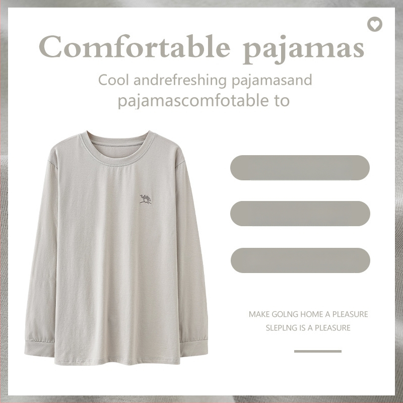 Pižāmas tops, kokvilna, minimalistisks pulover stils, apaļa kakla izgriezums, garas piedurknes