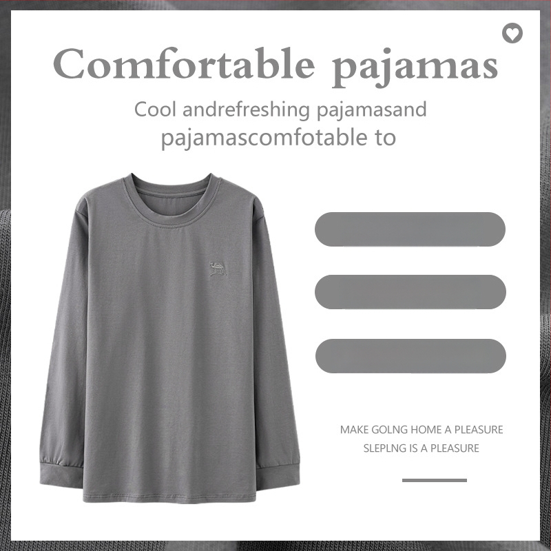 Pižāmas tops, kokvilna, minimalistisks pulover stils, apaļa kakla izgriezums, garas piedurknes