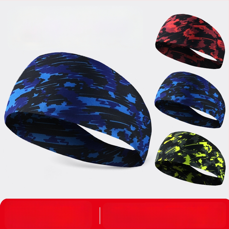 Kamufliažinės Lycra kvėpuojanti galvos juosta, sugeria prakaitą, skirta bėgiojimui, fitnesui ir šokių treniruotėms (85% poliesteris, 15% spandeksas; siuvimas)