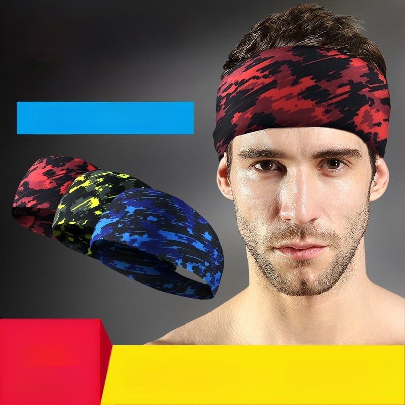 Kamufliažinės Lycra kvėpuojanti galvos juosta, sugeria prakaitą, skirta bėgiojimui, fitnesui ir šokių treniruotėms (85% poliesteris, 15% spandeksas; siuvimas)