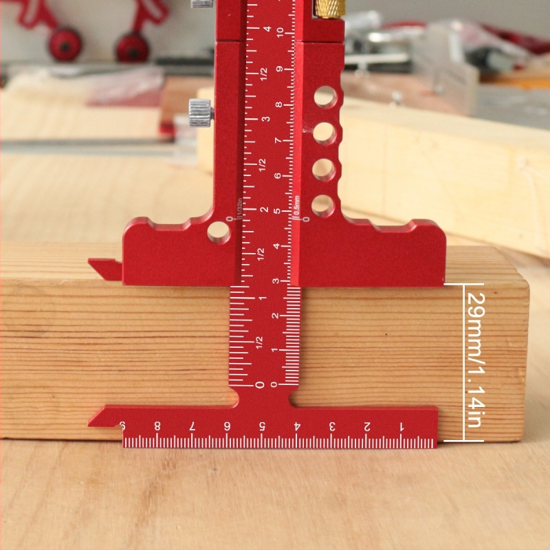 Faipari jelölő vonalzó alumíniumötvözetből, csúszó skálával