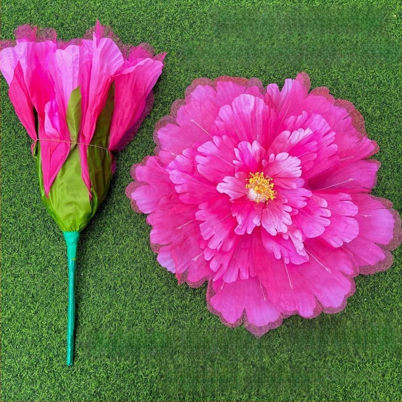 Танцов реквизит: ръчно държано пионово цвете за детски танцови изпълнения (Готови на склад; За деца; Есен 2025 релийз)