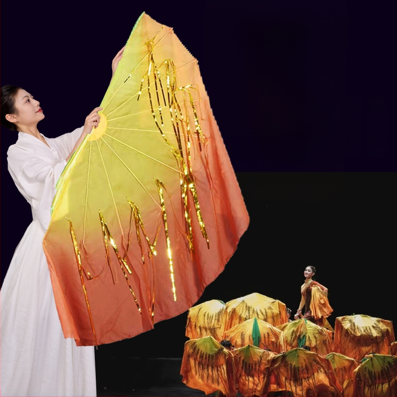 Танцов фен с мотив от оризови зърна за китайски стил и класически танц — Бранд Pretty Dancing Girl, Готова наличност, За възрастни, Пролет 2025