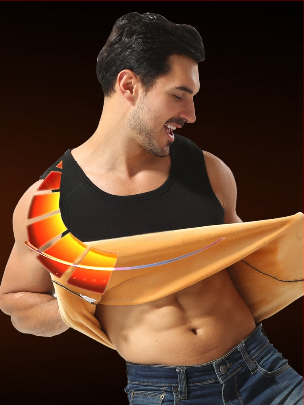 Férfi meleg mellény fleece belsővel, vastag poliészter anyag, oldalsó zsebek, hétköznapi alapréteg, téli 2024